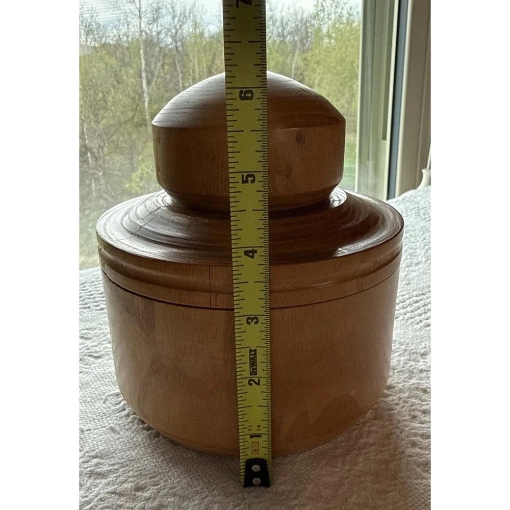 Vintage Hand Turned Wooden Bowl Trinket Box w/Lid Mid‎ Century 6.0 X 5.5